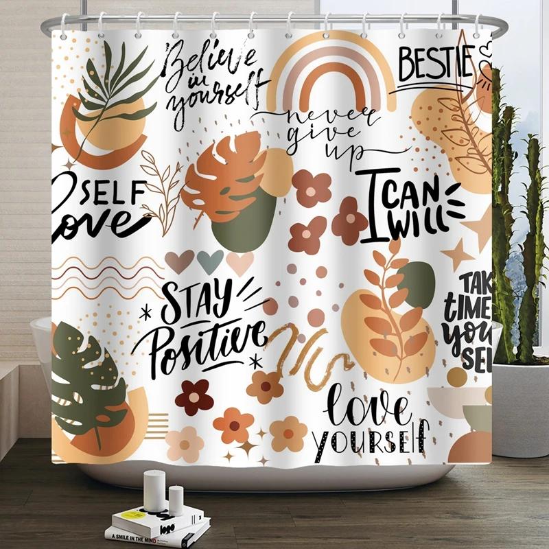 Hello Fall Shower Curtain Autumn Maple Leaves Pumpkin Bathroom Decor Polyester Fabric Cloth Shower Curtain With Hooks Room Decor