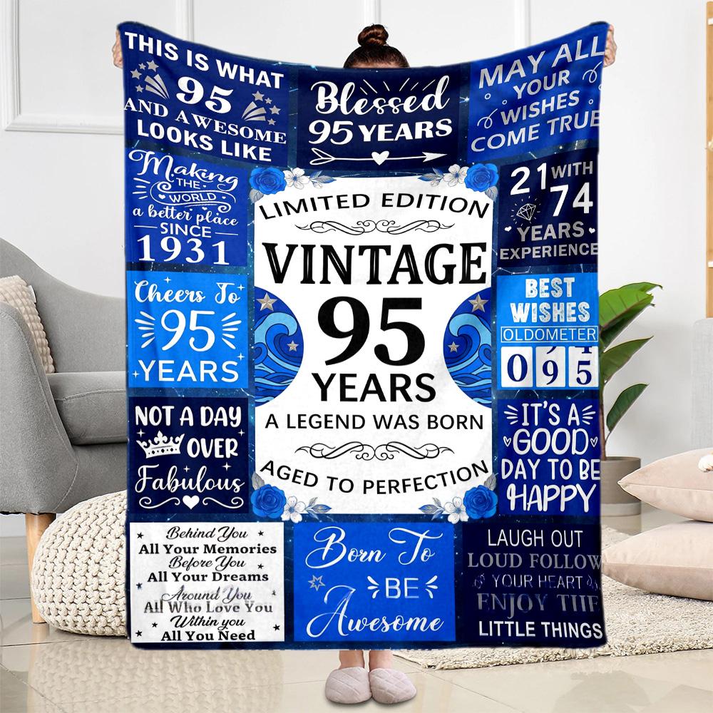 95th Birthday Celebration Blanket Soft Warm Cozy Perfect for Office Chair Picnics for All Occasions Playful Design