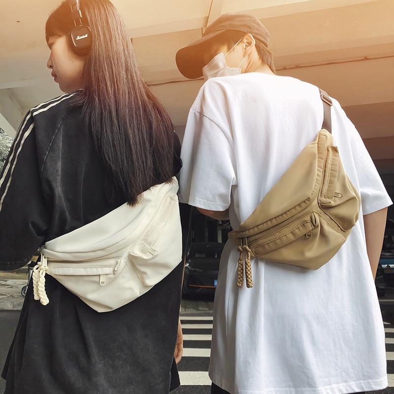 New Diagonal Span Chest Bag, Men's Shoulder Bag, Tooling, Student Sports Chest Bag, Waist Bag, Men's Messenger Bag, Pleated Bag.