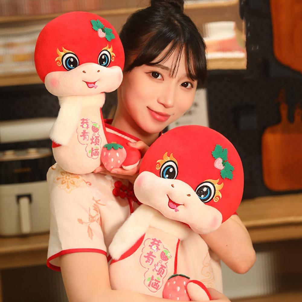 Stuffed Little Snake Plush Toy Strawberry Cartoon Plush Animal Doll Snake Plush Doll  Car Decor
