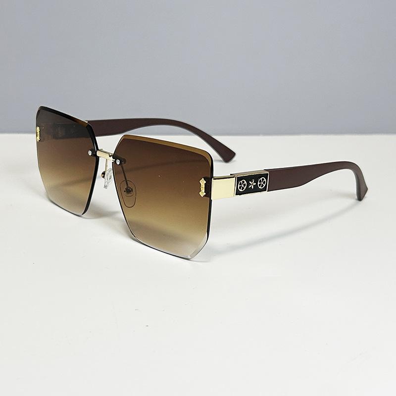Sunglasses Women'S High-End Sense Rimless Trimmed Pattern Glasses Loner Voe Fashion Casual Sunglasses