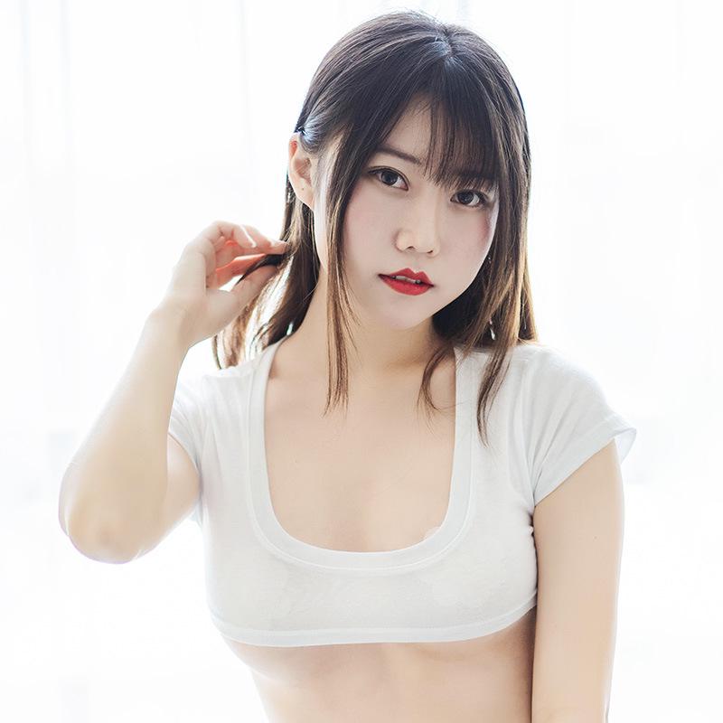 Dámské bavlněné tričko s velmi krátkým rukávem s anime potiskem