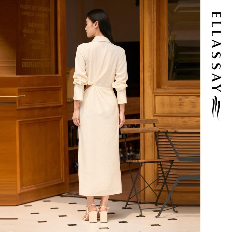 ELLASSAY 2025 Early Autumn Merino Wool Blend Hollow-out A-Line Dress