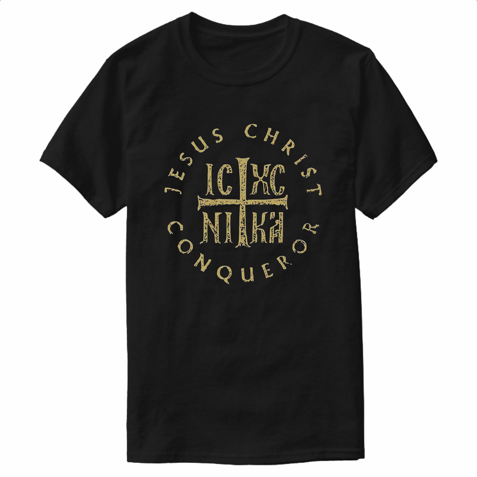 

Jesus Christ Conqueror IC XC NIKA Cross Orthodox Christian TShirt 100 Cotton ONeck Short Sleeve Summer Casual Mens Tshirt S