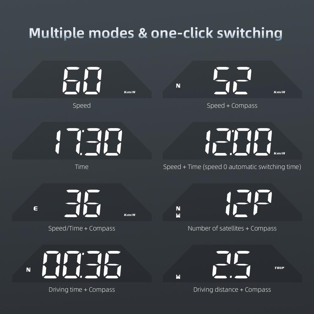 G15 GPS HUD Auto Speedometer Digital Speed Meter km/h Car Head Up Display Alarm Reminder Electronics Accessories Clock Odometer