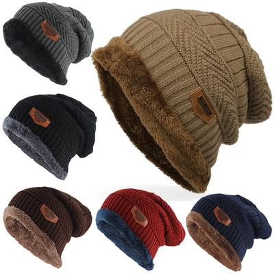 1Pcs Knitted Hat with Circle Scarf for Men Winter Stretchy Cap Thermal with Soft Lining for Ski Indoors Outdoor Sports 6 Colors.