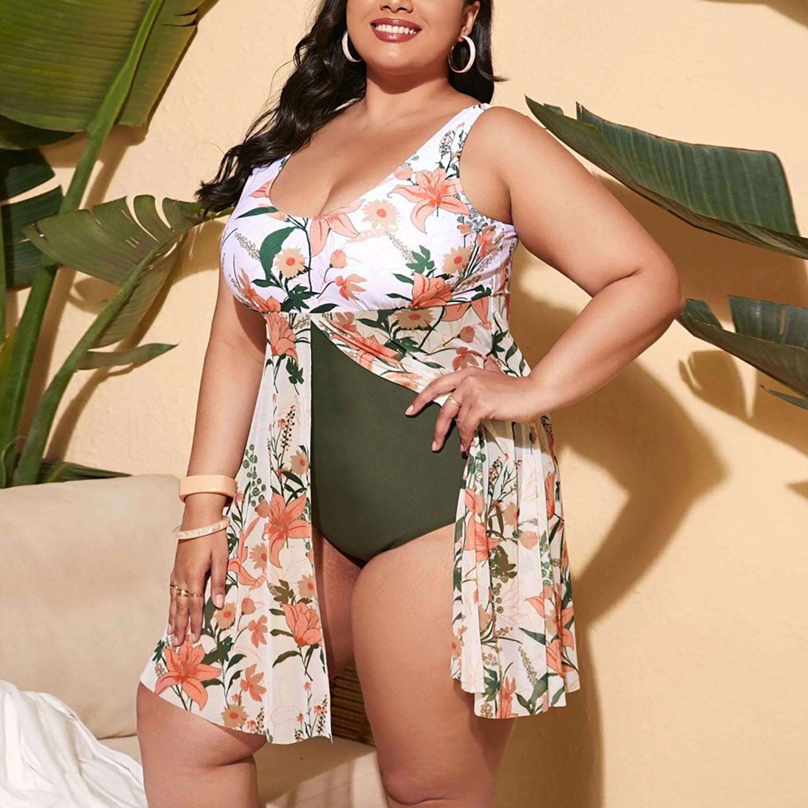 

Женский модный купальник-боксер с круглым вырезом и принтом из двух частей. Купальник XXXXL белый