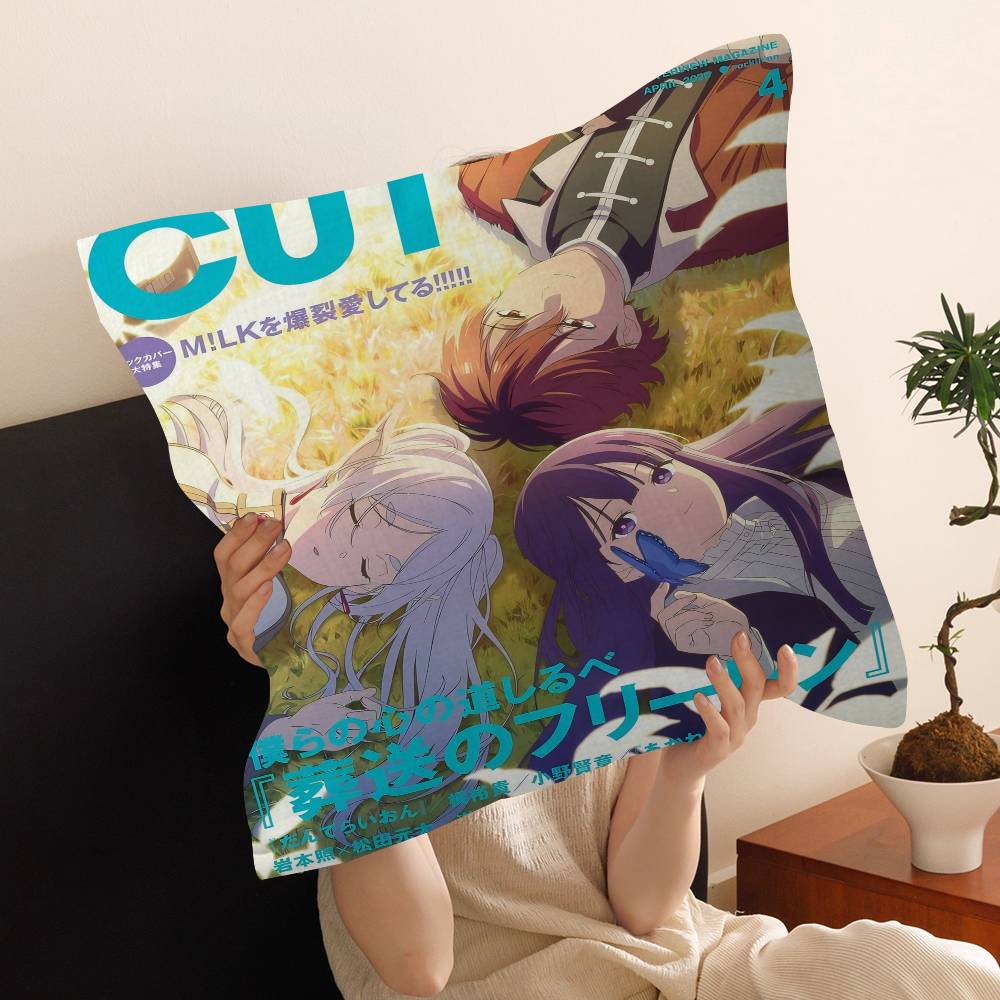 

Japanese Anime Frieren Pillow Covers Cartoon Sofa Decorative Home Doublesided Printing Short Plush Cute Cushion Cover 30x30 cm