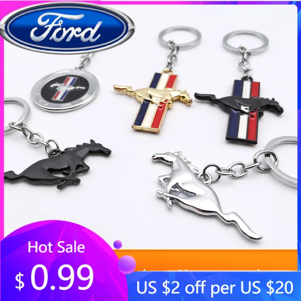 New 2026 Car Sticker Ford New 2025 Hot 1Pc Metal 3D Car Styling Keychain Running Horse Emblem Badge Keychain Keyring Key Chain f