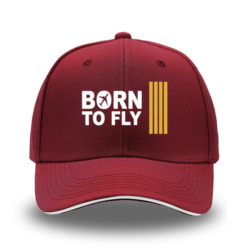 Sandwich sandwich print BORN TO FLY European and American hard top curved edge baseball hat men's outdoor hat