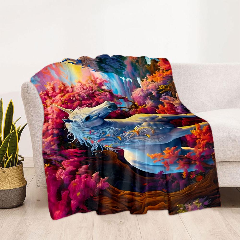 Beautiful Unicorn Blanket Durable Comfort Perfect for Seaside Sofa Picnics for All Occasions Stylish Decor Suitable for Gifting Relatives and Friends