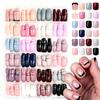 576pcs Colorful Glossy Short Square Press On Nails White Black French Tip False Nails 24colors Solid Pink Red Brown Fake Nails