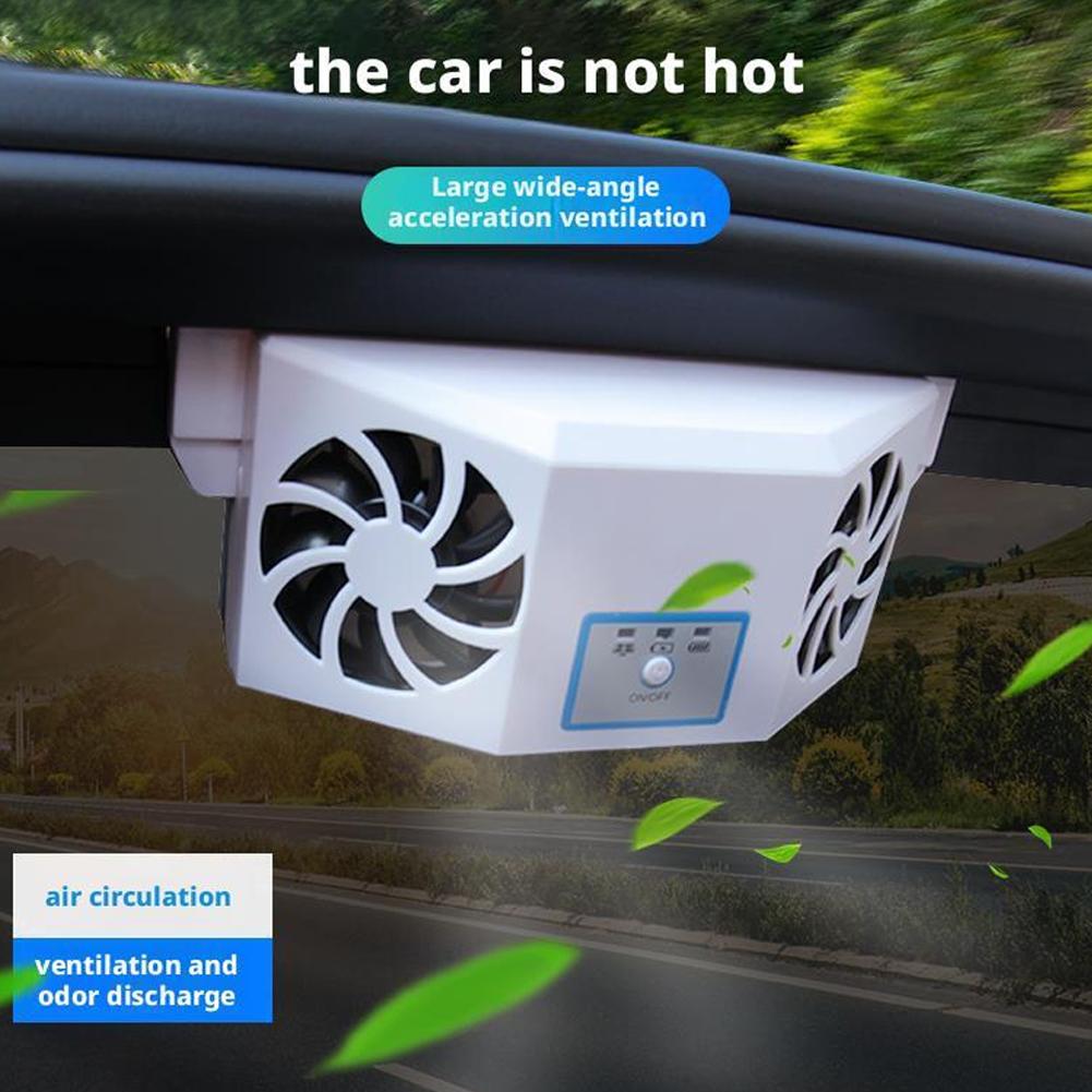 Solar Car Fan USB Rechargeable Exhaust Fan Air Circulation Power Ventilation Dissipation Head High Cooling Heat And Fan Win D1U3