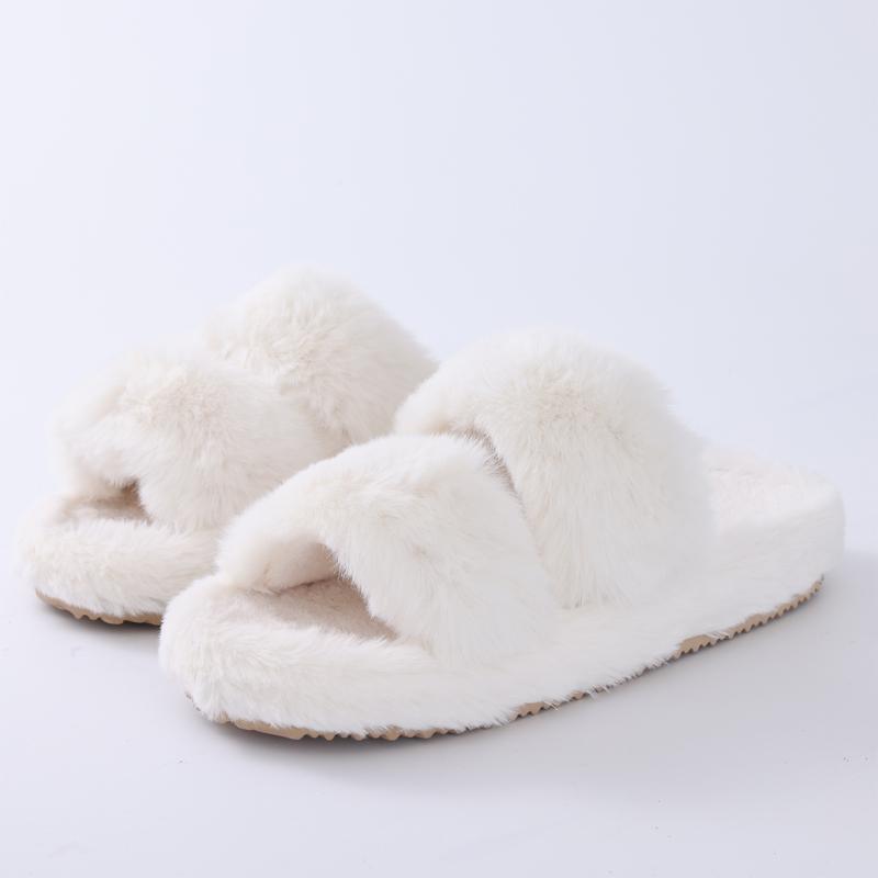 Fashion Shevalues Winter Plush Lining Women's Slippers Fur Soft Sole Indoor Slides Non-slip Cotton Slides Furry Warm Slippers For Women