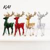 Durable Shatterproof Holiday Ornaments 3D Reindeer Christmas Ornament, Glitter Sequins Plastic Elk Hanging Gradient Transparent Decoration for