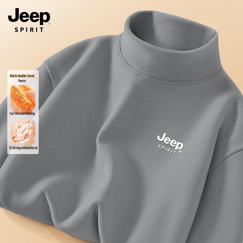 JEEP SPIRIT Men's Half-Turtleneck Thermal Long-Sleeve Shirt