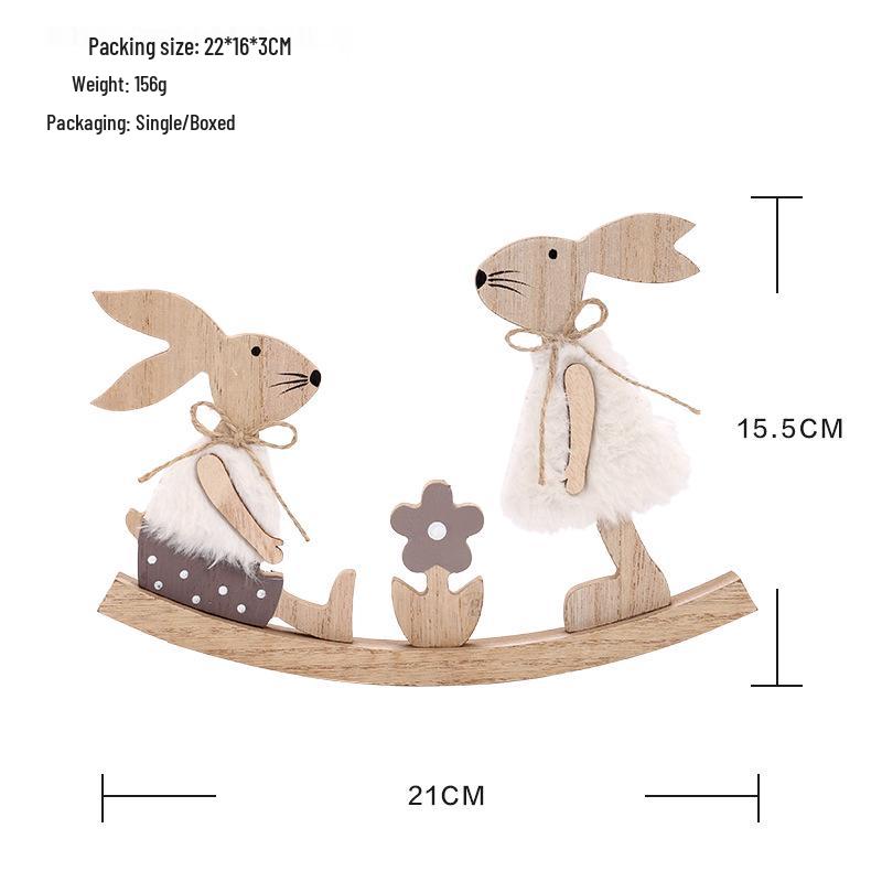 Painted Wooden Rabbit Easter Decorations for Home and Door