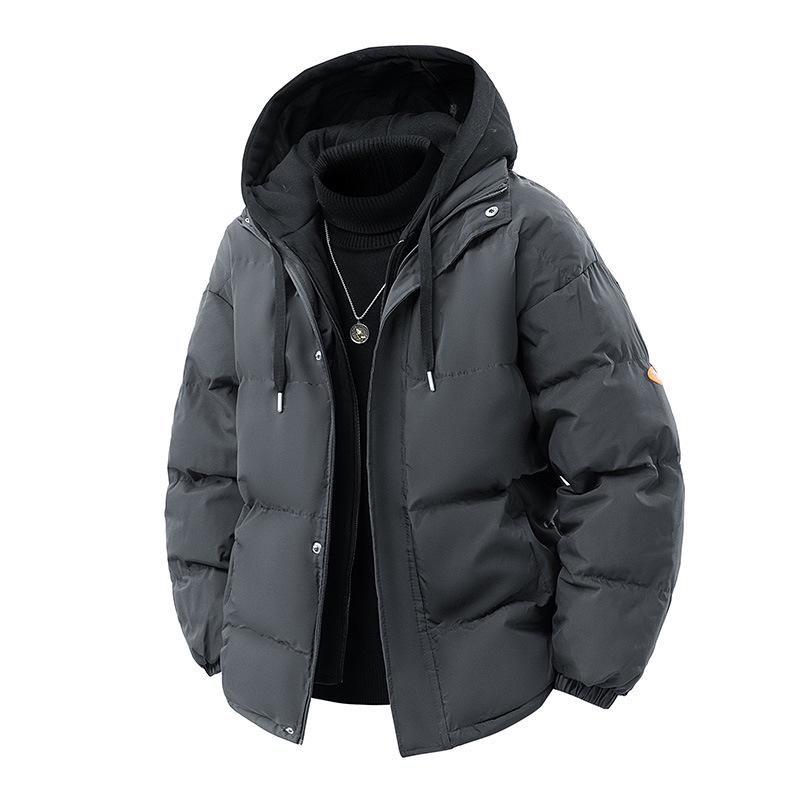 

Men s Korean Style Winter Hooded Puffer Jacket - 2025 Trendy Thick Cotton Outerwear M сірий колір