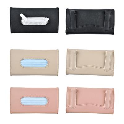 1 Pc Vehicle Mounted Mask Tissue Holder Car Napkin Storage Organizer PU Leather Directly Clamp Decoration for Girls