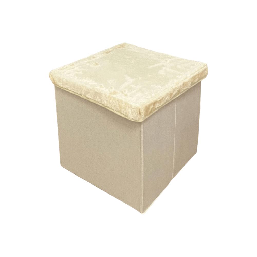 Multi-Functional Storage Ottoman Foldable Design Space Saving Foldable Seat Ottoman Solid Color Velvet Material Organizer Stool