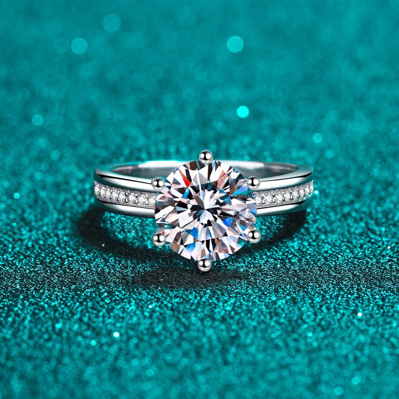 Hot Sales Engagement Diamond Ring 3.0ct Circular Moissanite in S925 Sterling Silver Stylish Jewellery Hot Selling
