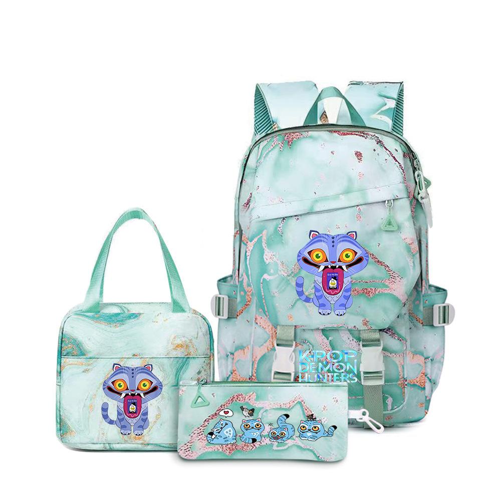 3 Piece School Backpack Set for Students Large Capacity Oxford Cloth Schoolbag with Shoulder Strap and Pencil Case