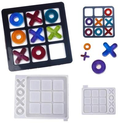 DIY Crystal Epoxy Resin Mold Tic-Tac-Toe OX Chess Game Mirror Silicone Mold For Resin