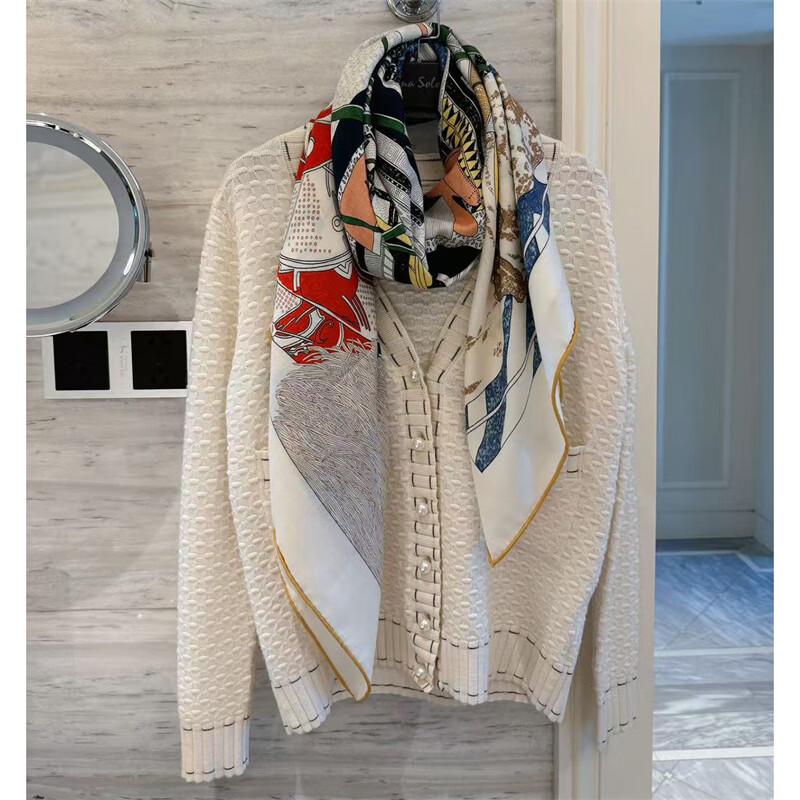 NINA SOLOR Silk Wool Color Block Scarf