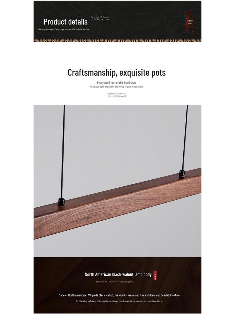 Lustre Wabi-Sabi em Nogueira Preta: Luminária de escritório em madeira maciça de inspiração japonesa