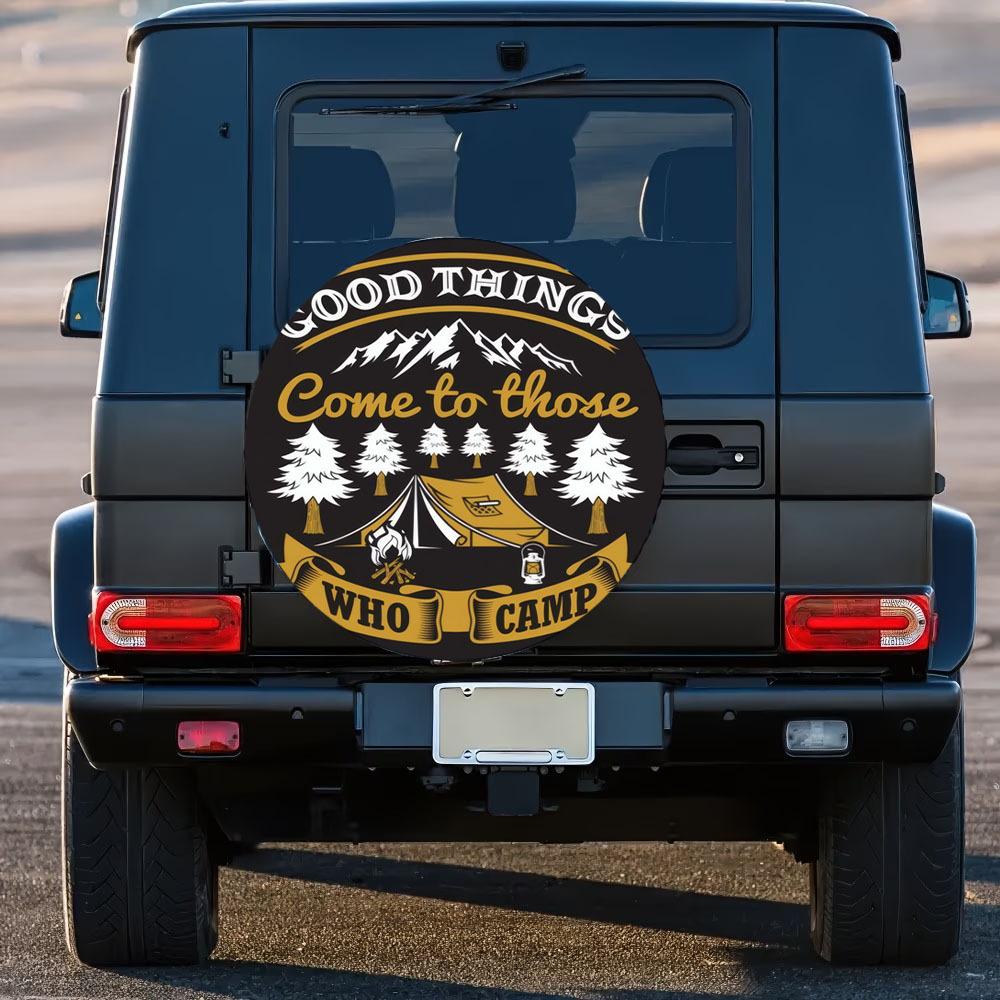 Camping Mountain Forest Good Luck Pattern 30/34 Inch Multi-Functional Spare Tire Cover, Suitable For Jeeps, Trailers, RVs, Off-R