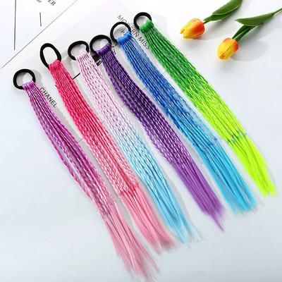 1PCS Girls Colorful Wigs Ponytail Kids Hair Accessories Head Band Hair Ornament Headbands Rubber Bands Wig Braids