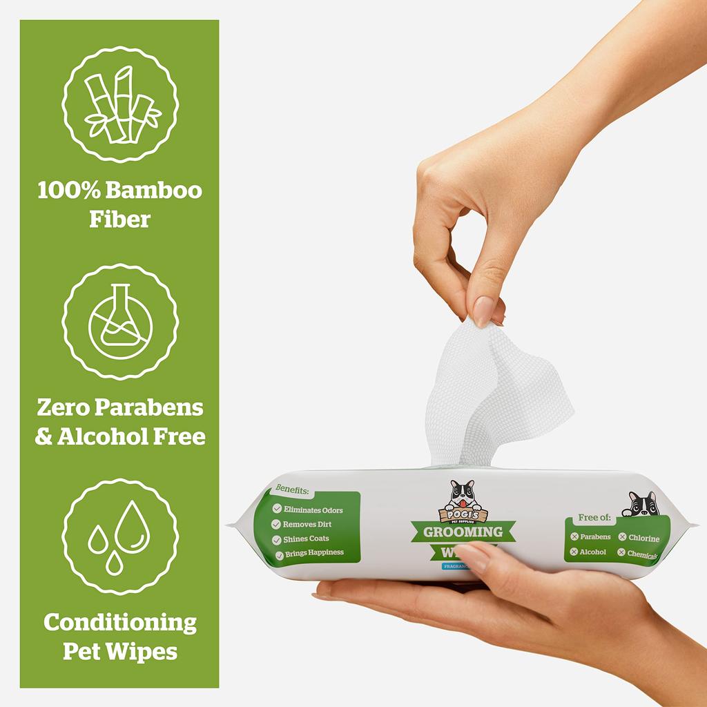 Dog Wipes 400 Pieces For Dogs and Biodegradable Pet Sheets Pogi’s Wipes/Grooming – Cats/Unscented, Hypoallergenic,