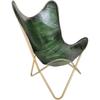 Green Leather Relax Arm Chair Leather Butterfly Chair Home Décor Lounge Accent