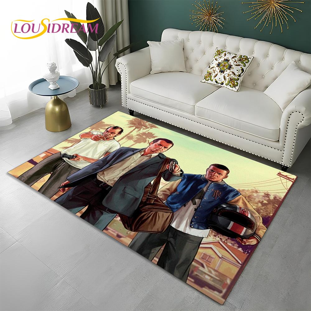 GTA 3D Spiele Grand Theft Auto Gamer Teppich Teppich für Zuhause Wohnzimmer Schlafzimmer Sofa Fußmatte Dekor, Kinderbereich Teppich Rutschfeste Bodenmatte