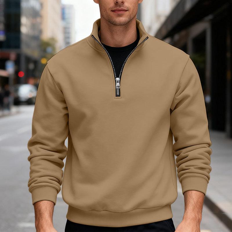 Autumn/Winter New Arrival Men's Fleece Sweatshirt Oversized Fit, Heavyweight Stand Collar Zip-Up Hooded Sweatshirt