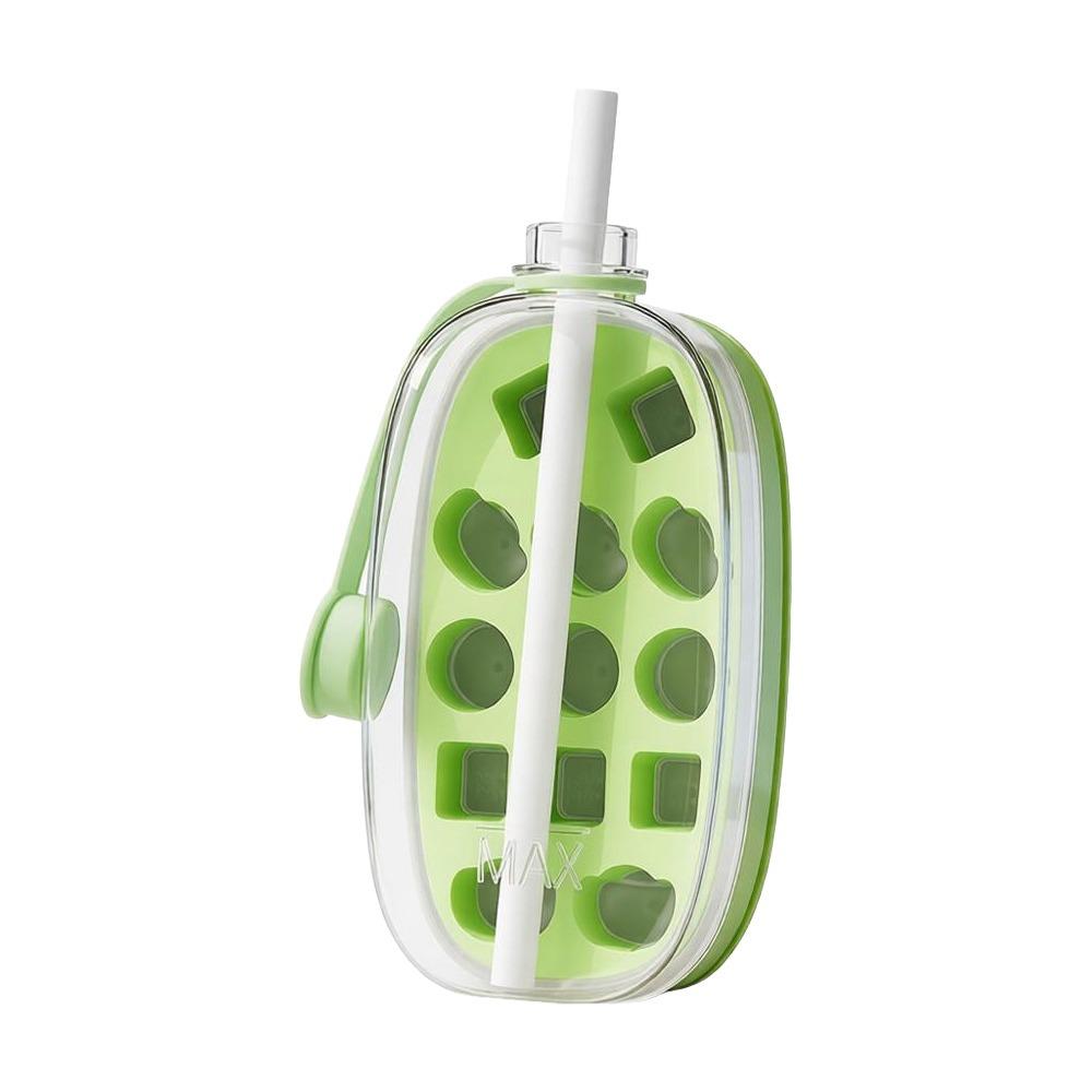 

with Straw Water Bottle Large Capacity Ice Cube Making Bottle Durable Ice Mold for Juice Beverage зелёный