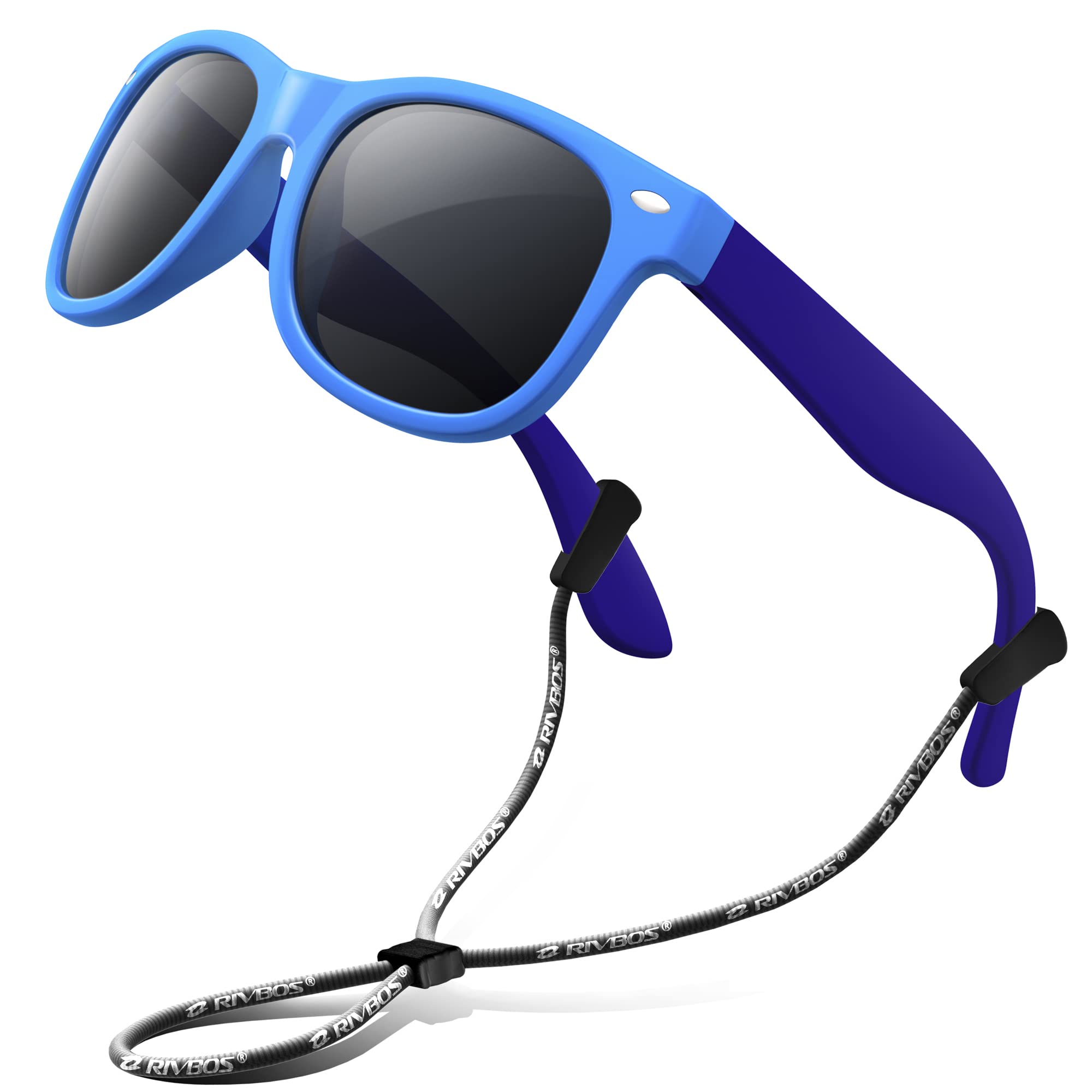 

RIVBOS RBK004 Sunglasses with Polarized Rubber and UV Protection Blue Kids Lenses, Frame, (Blue & WF)