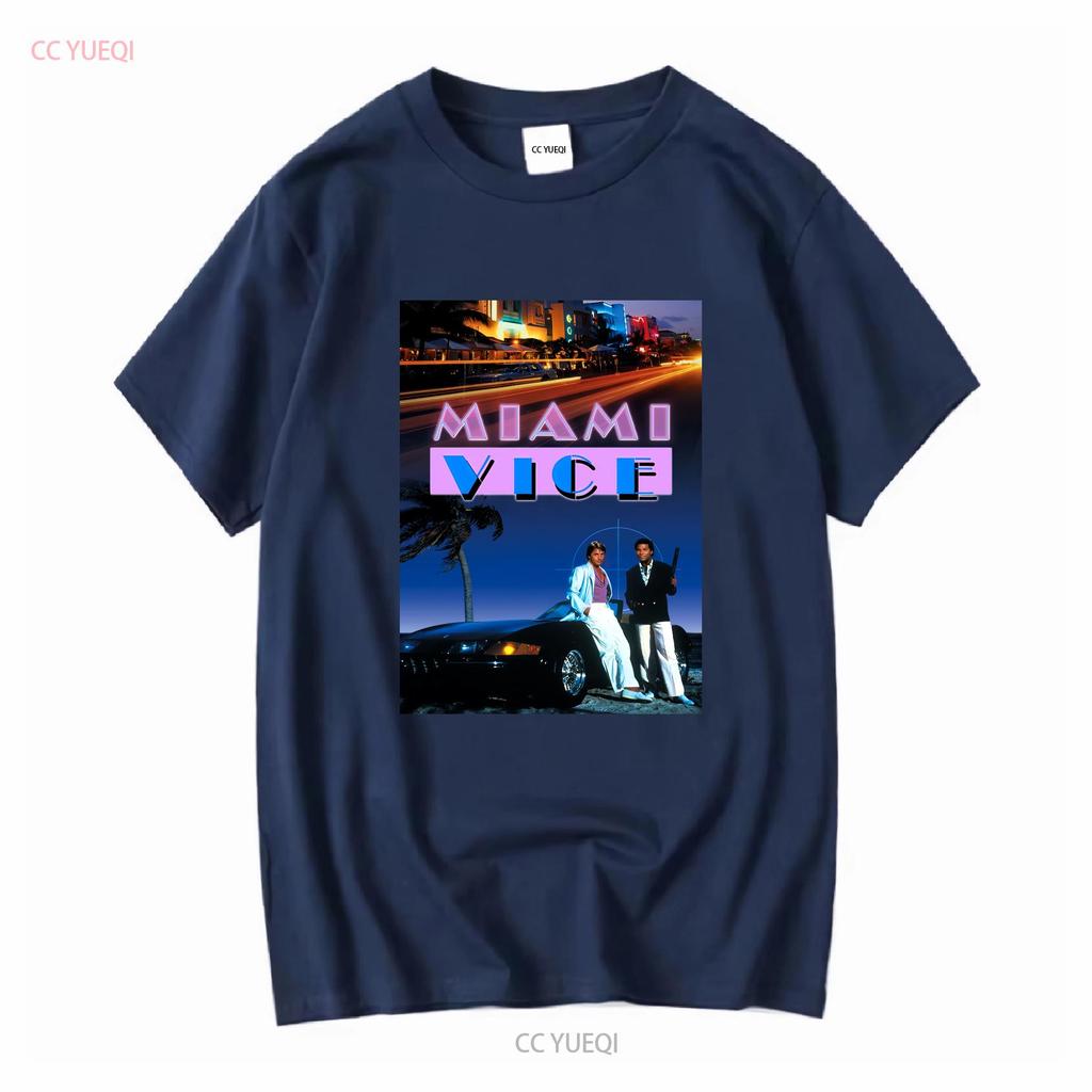 Miami Vice T Shirt Retro 80s Tv Show Fan Long or Short Sleeves Vintage Washed Breathable Casual Unisex Stretched Fashion