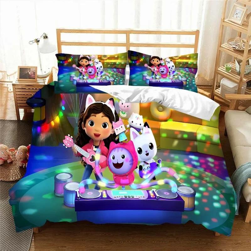 Gabbys D-Dollhouse Ložní souprava Povlak na přikrývku Přikrývka Postel Jednolůžko Dvojlůžko Plná Queen Mládež Děti Dívka Chlapci Dárek Ložní souprava velikosti King