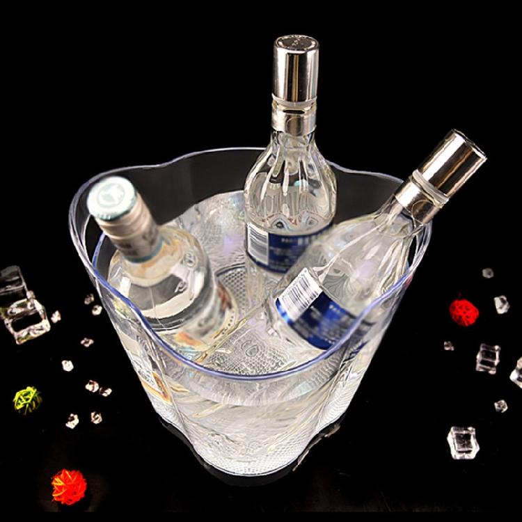 Beer Beverage Ice Bucket Battery Powered LED Ice Bucket Wine Ice Bucket with Colorful LED Light for Night Bar Wedding