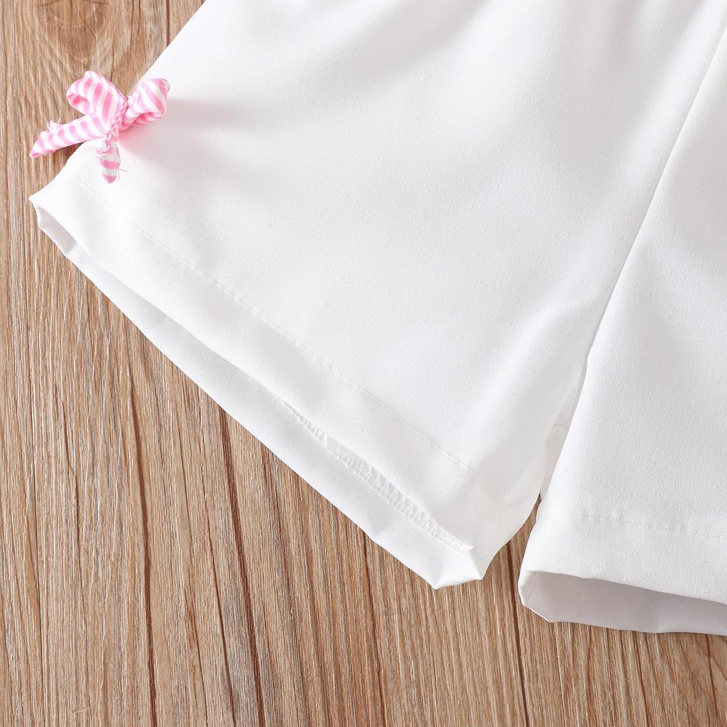 Baby Girl Clothing Set Summer Outfit Pink Stripe Top with Bow & Shorts Newborn Toddler 0-3Y