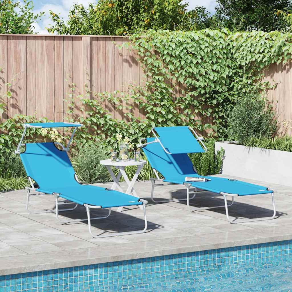 Sun Lounger 2 Pcs Light Blue 58 X 188 X 77 Cm Polyester