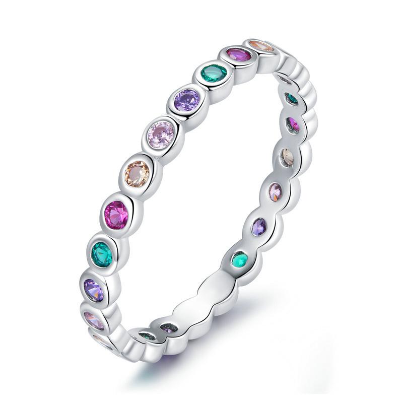 

Simple Thin Dainty Rings for Women Colorful Round Zircon Silver Color Stacking Pinky Ring Female Jewelry Gifts KCR039 6