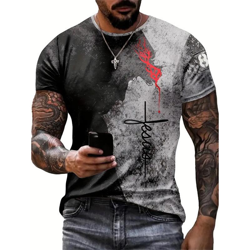 

Летняя мужская футболка с круглым вырезом и 3D-принтом, с коротким рукавом M