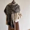 Autumn and winter versatile elegant small floral imitation cashmere scarf women's high-end warm scarf shawl car blanket women