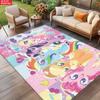 Cute Cartoon Pony Area Rug, Colorful Fruit Theme Non-slip Mat, Decorative Carpet for Kids Girls Bedroom, Washable Home Gift
