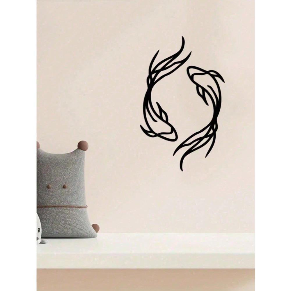Metal Fish Wall Sculpture 0.5lb Black Iron Art Fishing Decor for Fisherman Gift Nautical Farmhouse Hanging Ornament for Living Room Bathroom Office