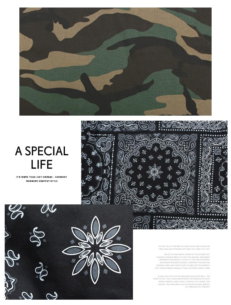 One Colors Denim Shirt Bandana Stretch Long Size Paisley Men's Jacket, Print, Paisley, Camouflage, Sleeve, 2L,