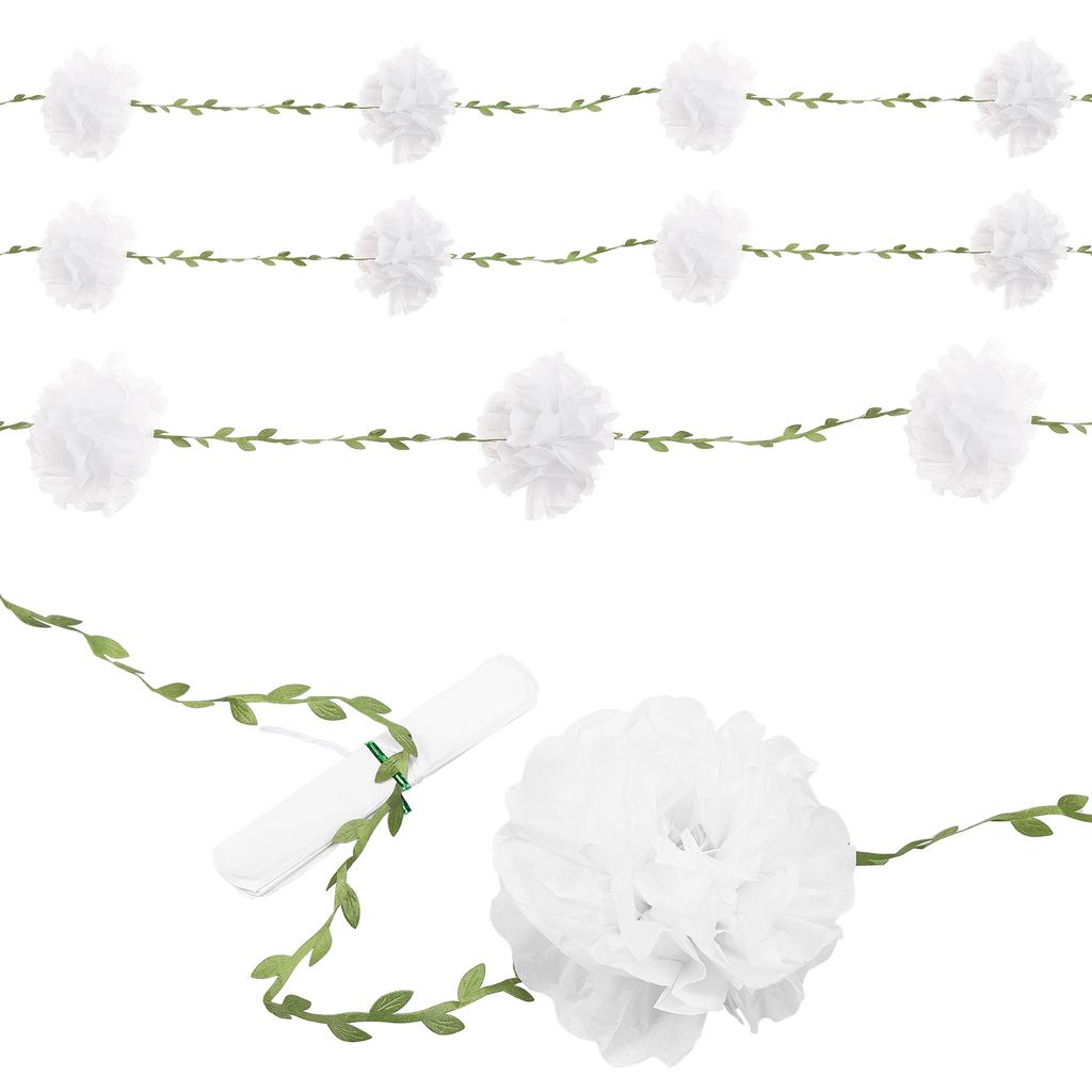 2Pcs Paper Flower Garland Decorative Paper Flowers Homarkable Nude Tissue Paper Pom Pom Garlands for Birthday Wedding Decoration