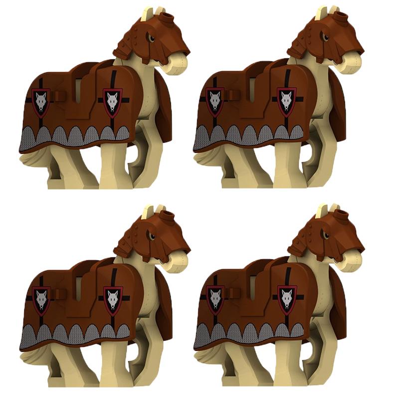 Vojenské stavebnice Kompatibilní figurky vojáků Středověcí rytíři Zbraně Plášť Ramenní brnění Válečný kůň Vlajky Dárky Hračky